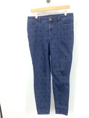 Talbots Women Size 10 Jeans Jegging Skinny Slim Pants Dark Wash Black Bow